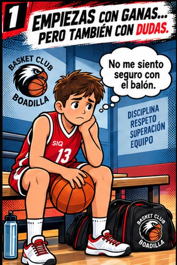 Viñeta 1: Empiezas con ganas, pero también con dudas.