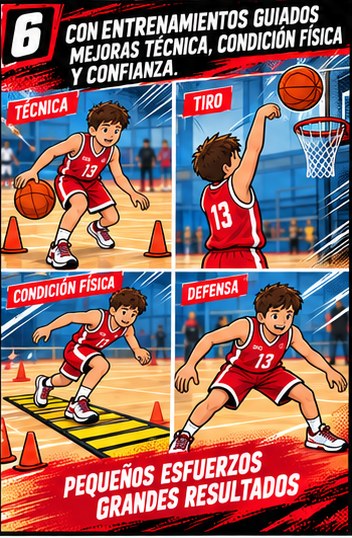 Viñeta 6: Con entrenamientos guiados mejoras técnica, condición física y confianza.